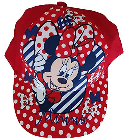 Minnie Maus Kappe Basecap, Cappy, Schirmmütze, Mütze Sonnenhut, gepunktet für Kinder, Jungen und Mädchen (Rot, 54)