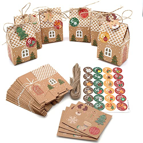 Adventskalender Modell 1 – 24 Kartonhäuser, um die Wartezeit auf Weihnachten zu verkürzen – Bastelspaß für die ganze Familie