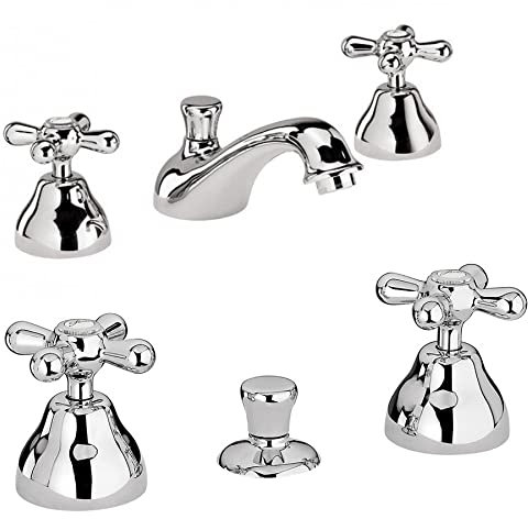 Paini Liberty Set Rubinetti Lavabo + Bidet 3 Fori Cromato - Scarico Automatico 11/4 + Piletta e Flessibili