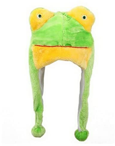 JK Home Mignon Bonnet Animal 3 en 1 Chapeau d'hiver Velours Echarpe Gants Cache Cou Oreilles Doux Grenouille
