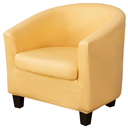 YOPOIY 2 Stück Sesselbezug PU-Leder mit Kissenbezug, Stretch wasserdicht Sesselhussen, Abnehmbarer Sessel-Möbelschutz für Wohnzimmer -gelb
