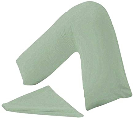 KANAK V Shaped Pillowcase Plain Polycotton Back & Neck Support V Pillow case cover - Orthopaedic/Pregnancy/Nursing Pillow Cover Only (Duck Egg)