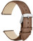 WOCCI 18mm Blumen Uhrenarmband für Damen, Echtes Leder, Schnellverschluss, Silberne Schnalle (Braun)