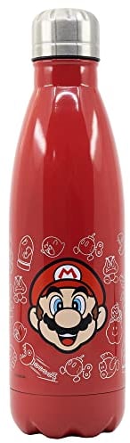 STOR Bouteille décorée avec une illustration du visage du personnage Mario en acier inoxydable 780 ml de capacité