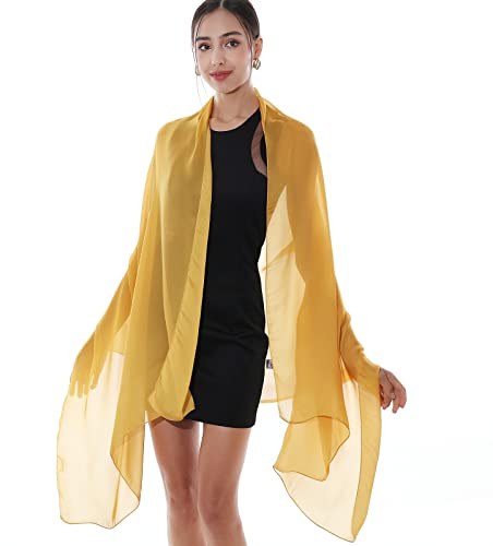 RIIQIICHY Stola Damen Festlich Fur Abendkleid Schultertuch Sommer Chiffon Gelb Schals Tücher Pashmina Stola Hochzeit