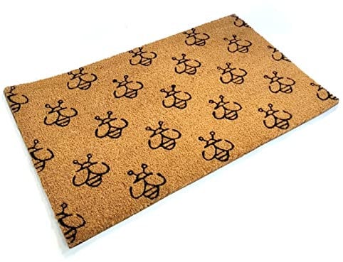 Black Ginger Large, Thick, Decorative, Patterned Coir Door Mats with Nature Designs (Buzzing Bees)