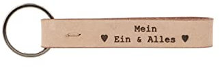 Gusti Schlüsselanhänger Leder - Aaron Lederanhänger Schlüsselring Beige Leder mit Gravur Mein Ein & Alles Herz