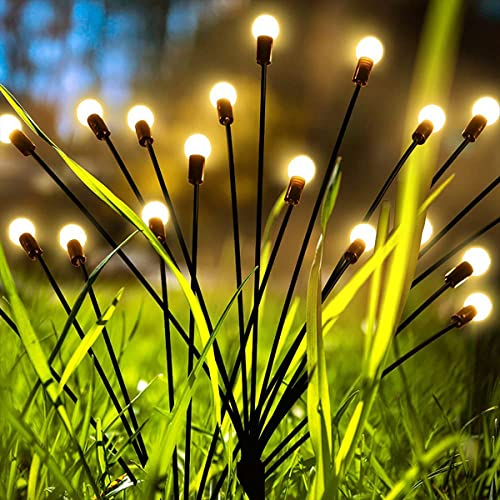 Sunboia Solar-Glühwürmchen-Licht mit 20 Kugeln,2 Stück Solarleuchten für Außen,IP65 wasserdicht,Solar-Wegeleuchte für Rasen,Hof,Terrasse,Garten,Ornamente, Geschenke,Warmweiß