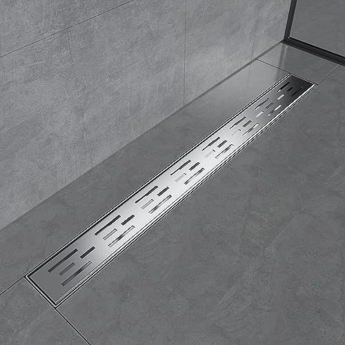 EMKE Duschrinne 70cm Duschablauf Edelstahl Komplettset Bodenablauf Dusche Siphon mit Geruchsstop und Haarsieb Randablauf, Ablaufrinne Dusche Duschabfluss für Badezimmer