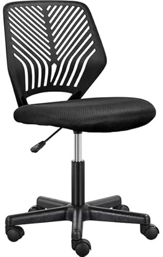 Abician Chaise de Bureau en Maille, Fauteuil d'ordinateur Réglable sans Accoudoirs, Chaise Pivotante à Dossier Moyen, pour Travail Étude Gaming Noir