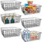 YOUNTHYE 6Pack Wire Storage Baskets, 28x22x11CM Pantry Organizers and Storage Black Wire Basket with Handle, Freezer Storage Organiser for Shelf, Cabinets, Bathroom, Closets