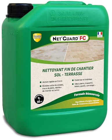 Limpiador de lechanzas cemento trazado blanco junta Net Guard fin astillero fórmula vegetal-10 min-Toda piedra – 5L 30m2