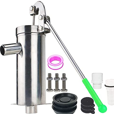 JMorCO Edelstahl-Krugpumpe, tragbare Tiefbrunnenwasserpumpe, 1,25 Zoll, manuelle Saugpumpe, Brunnenpumpe, max. Hub 32 Fuß