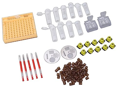 Fdit di Allevamento di Api Regine in Plastica Kit per Innesti di Apicoltura Pappa Reale Penna per Spremere Scatola per Colture Cell Cup Queen Cage Catcher Clip Apicoltura