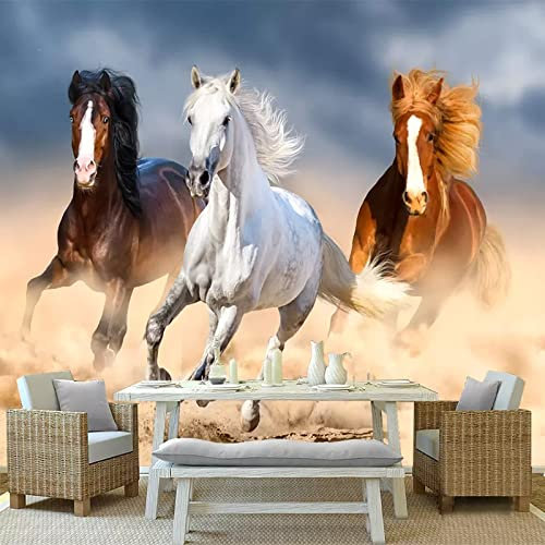 GIVLWF Papier Peint de 3D Animal Moderne De Dessin Animé, Cheval De Peinture à L'huile Panoramique Déco Mural - pour Salon Chambre D'Enfant Décoration Murale 150 x 105 cm