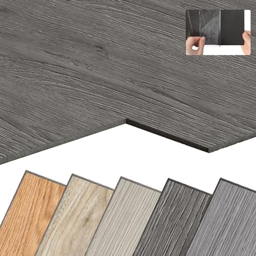 Yardin - Pavimentazione autoadesiva in PVC con effetto legno, 72 pezzi, 10,04 m², antiscivolo, impermeabile, ignifuga, rovere grigio scuro