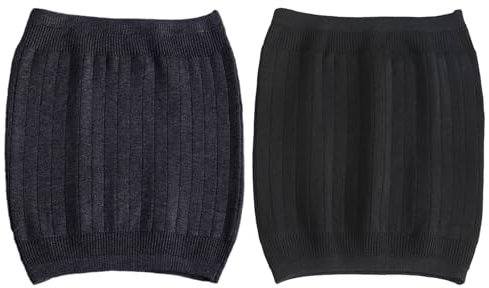 COACOM 2 fasce termiche da donna, con supporto elastico per la schiena, calda gonna sui fianchi, scalda vita, cintura riscaldante per reni invernali, grigio, nero, 32 * 30 cm