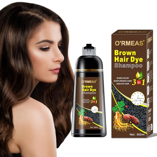 Dunkelbraun Haarfärbeshampoo für graues Haarfärbung in Minuten Hair Color Shampoo Natürliche und langanhaltende Farbe für Männer und Frauen 500ML