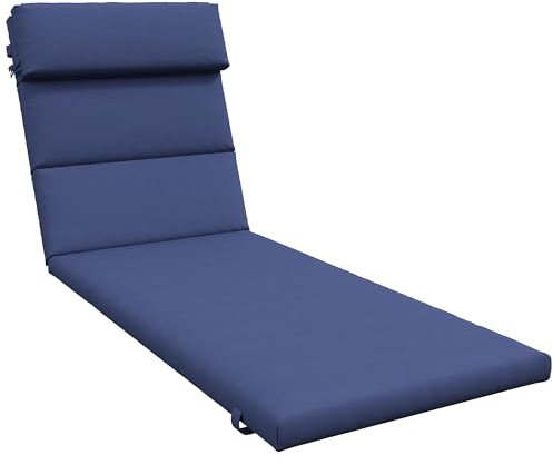 Outsunny Cojín para Tumbona 196x63x6 cm Colchoneta para Tumbona de Algodón con Tela Hidrófuga Cojín de Asiento y Respaldo para Jardín Terraza Balcón Azul Oscuro
