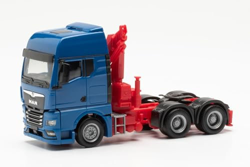 Herpa modello di camion MAN TGX GX 6x4 Trattore con gru di carico, in scala 1:87, pezzo da collezione, modello tedesco, statuetta plastica