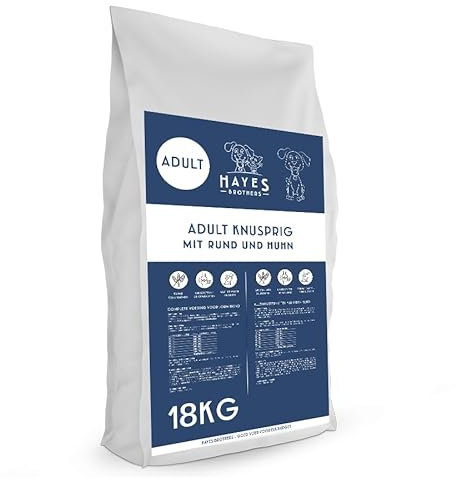 Hayes Brothers Hundefutter mit Rind - 18 kg - Knusprige Hundefutter für Erwachsene und Senior Hunde - Proteinreich für Starke Muskeln - Natürlich & Getreidefrei