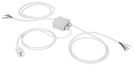 Premium Küchenanschlussbox Splitter-Box mit 2m 3-fach Kabel - Herdanschlussdose Verteiler inkl. Phasenprüfer Küchenanschlussverteiler für Backofen & Herd IP40 Stromverteiler