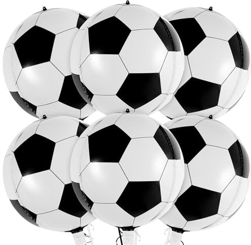 Luftballons Geburtstag Fußball - 6 Stück Folienballon, 22 Zoll Helium Ballons Groß, Geburtstagsdeko für Kinder Junge Sport Thema