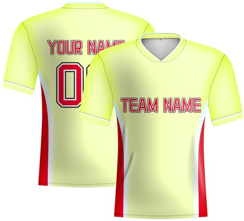 Benutzerdefiniertes Fußball-T-Shirt Spanien für Herren, 2024 Fußball-Tops für Fans, gelbe Nelken, Teamname, Logo, Trikots, gelb, XL