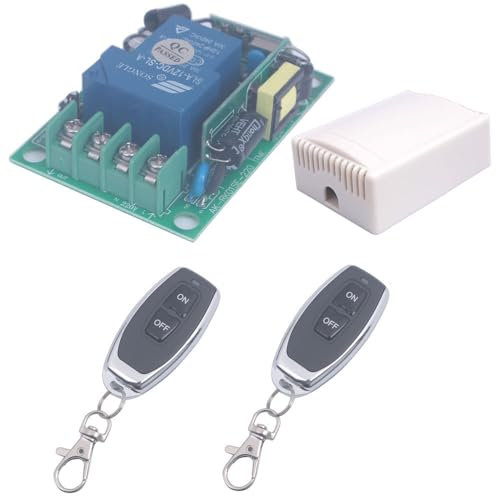 SUYUKUFU interruptor con mando a distancia AC 220V 240V 30A, transmisor receptor de 433Mhz para bomba de aire acondicionado de alta potencia Riego de granja ligera AC 85V-250V (2X Mando a distancia)