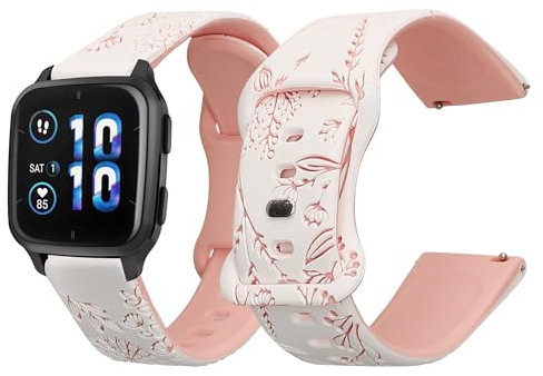 kwmobile Smartwatch Strap Compatible with Garmin Venu Sq 2 Music/Sq 2 - Replacement Silicone Band with Buckle - Embossed Pattern