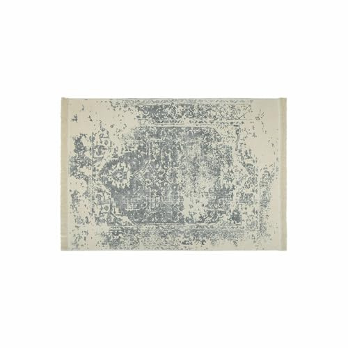 Loberon Teppich Lortet, Vintage-Look, Getuftet & Bedruckt, Dekorative Fransen, Strapazierfähiger Kurzflor, 140x200 cm, Wohntextilien, Wolle, Baumwolle, grau
