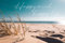A.S. Création Fototapete Happy Mind 3,75 m x 2,50 m - WALLLOVE Strand Tapete mit Spruch in Beige, Blau inkl. Kleister - DD129611