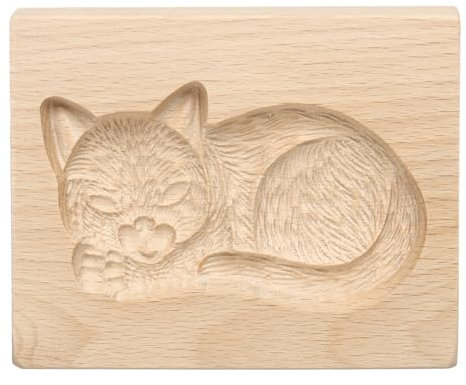 sourcing map Wooden Cookie Mould 3.94 x 3.15 Wooden Cookie Biscuit Mould Cat Carved Baking Cookie Tool Biscuit Press Stamp
