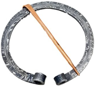 Damast Stahl Mittelalter Brosche | Damaszener Stahl Ring | Messing Nadel | Handgefertigte Wikinger Fibel LARP | Kleidernadel Gewandnadel Schließe| HFRCD03