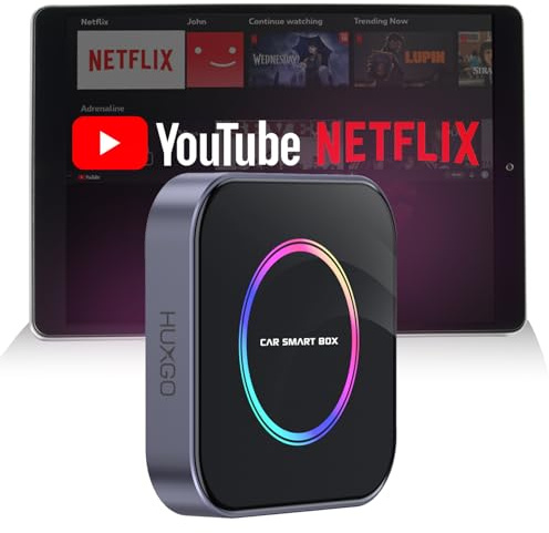 HUXGO® Carplay Wireless Adapter 3 in 1 & Android Auto AI Box | Eingebautes Android 13 mit YouTube, Netflix, Intelligente AI-Sprachsteuerung Dongle | Auto-Upgrader mit integriert 8GB +128GB