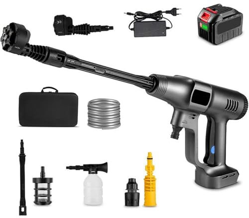 Electric Power Washer High Pressure Water Gun, Cordless Pressure Washer Gun, Portable Power Washer, 15000mAh Battery Operated Power Washer, 6 in 1 Spray Nozzles Car Washer for Watering Cleaning Floor
