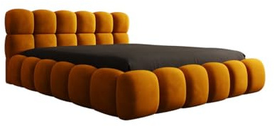 Luxusbetten24 Designer Polsterbett Boston Samt 140x200 mit Stauraum | Bezug: Samt | Farbe: Senf