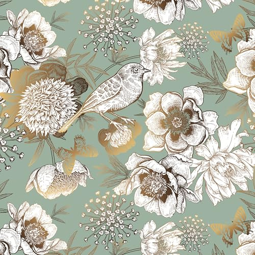 myforHD Self Adhesive Wallpaper Floral Leaves Flowers 44cmX300cm PVC Vinyl Wall Paper Sticker Decoration Modern Furniture Film