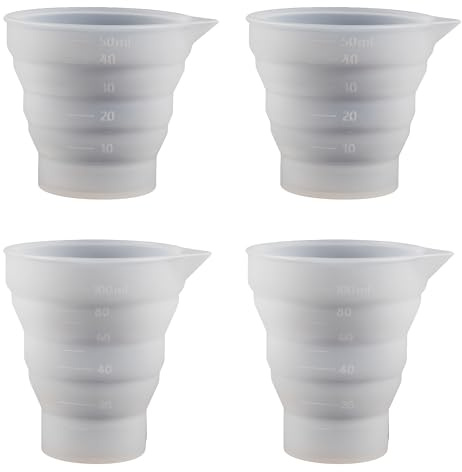 4 Pcs Dosing Ball for Liquid Detergent,50ml, 100ml Foldable Cups | Measuring Cups,Washing Liquid Dispenser Suitable for Molds, Paint Pouring, Kitchens, Laboratories