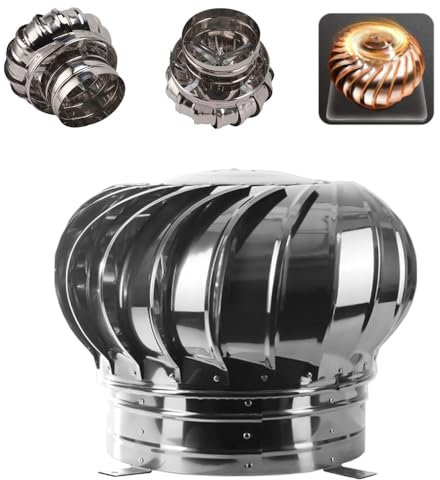 IMUNKT 110/160/200/250/300mm Kaminaufsatz Schornsteinabdeckung Kugelaufsatz, Drehbarer Schornsteinaufsatz Dach Ofenrohr Abdeckung, Lüftung, Regenhaube, 304 Edelstahl(300mm/12in)