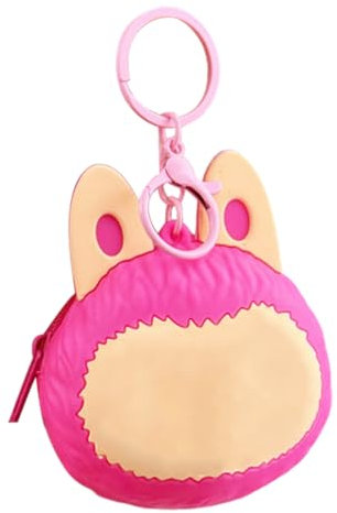 Portamonete in silicone impermeabile per bambole di coniglio, portamonete a forma di animale animato, custodia per auricolari, regalo di compleanno per bambini, portafoglio portatile (rosa)