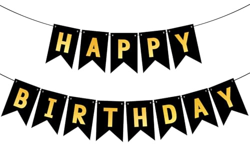 Black Happy Birthday Banner Black Gold Happy Birthday Sign Decorations With Gold Letters Birthdays Banner for Men Women Black Party Decorations DIY Party Supplies