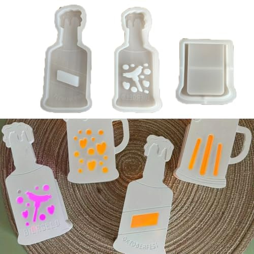 Skeadex Silikonformen Gießformen Geldgeschenk, 3er Silikonform Bierflasche Gießform Fassbier Gießformen Silikon Sommer Gips zum Gießen Geldgeschenk Silikonformen Bierflasche Gießform Sommer (B)