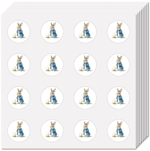 CREATCABIN 128 Stück Mini Kaninchen Aufkleber Kleine Osterei Aufkleber Kunststoff Wasserdicht Selbstklebend Rund Cartoon Häschen Tier Aufkleber Für Planer Belohnungsumschlag Laptop Scrapbook 2.5cm