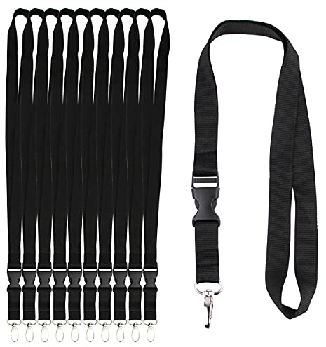 IBOO 50 Stück Schlüsselbänder Schwarz mit abnehmbarer Schnalle – Lanyard Umhängeband 56,7 cm aus Polyester für Ausweishalter, Schlüssel, Studentenausweis & Buskarte
