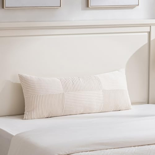 FDTERN 1 Stück Beige Kissenbezug 40x145 cm Weich Kordsamt Kissenbezüge Kissenhülle Dekokissenbezug Sofakissen Dekokissen Boho Deko für Sofa Schlafzimmer Wohnzimmer Balkon (Ohne Kissenfüllung)