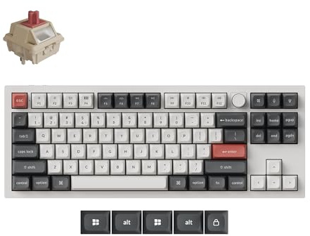 Keychron Q3 - Teclado mecánico ultra inalámbrico de 8000 Hz, 80% TKL 2.4 GHz/Bluetooth 5.3/aluminio intercambiable en caliente personalizado RGB Gaming ZMK para Mac/Windows/Linux-White