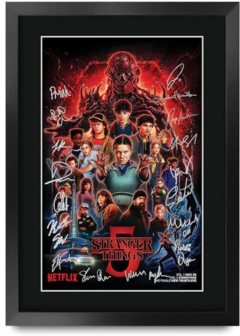 HWC Trading Strange Hawkins Thing Season 5 Geschenke Gedrucktes Signiertes Autogramm Foto für Fans von Fernsehn Memorabilien - A3 Gerahmt