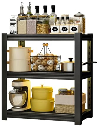 GUAWJRZDP 3/4-stöckiges Mikrowellenregal, Verstellbares Metall Mikrowellen Regal, Toasterständer mit Utensilienaufbewahrung, Küchenorganizer Für Mikrowellen(3-Tier 23.6x15.7x40.5in)