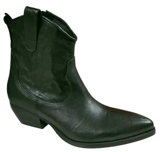Divine Follie 510 Nero Stivaletti Texani Bassi Stivali da Donna Vera Pelle Cerniera Country Suola Gomma Sintetica Tacco Largo 4,5 cm 40